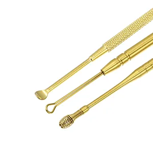 VOCOSTE 6Pcs Stainless Steel Ear Cleansing Tool Set Ear Cleaner Ear Care Set with Storage Case Bronze Gold Tone - Earwax Cleaning Tools Set