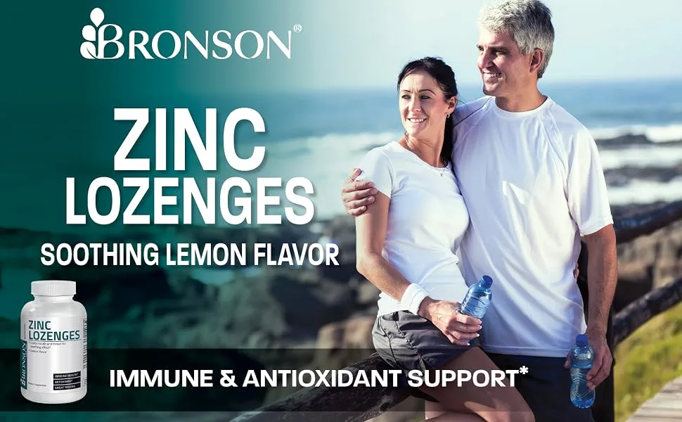 Bronson Zinc Lozenges Antioxidant & Immune Support Supplement Lemon Flavored 180 Chewable Tablets 180 Count (Pack of 1) - zinc lozenges
