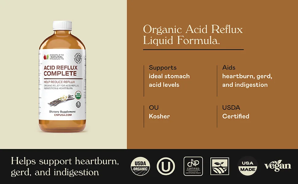 Acid Reflux Complete 8oz - Natural Organic Liquid Heartburn GERD & Amish Reflux Relief Remedy & Medicine 8 Fl Oz (Pack of 1) - Acid Reflux