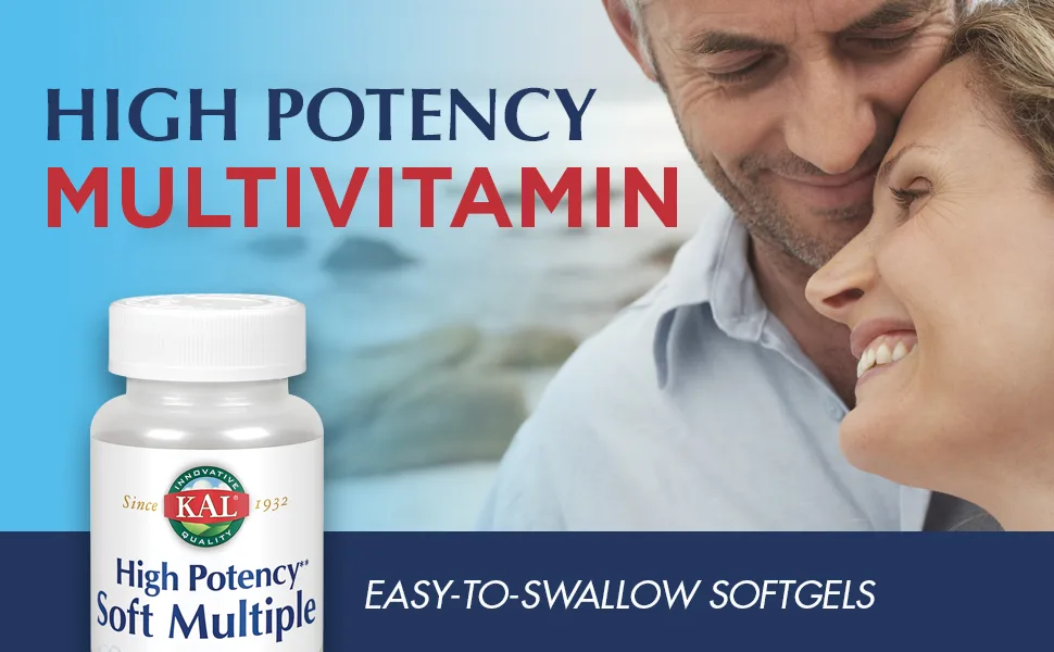 KAL High Potency Soft Multiple Softgels 240 Count 240 Count (Pack of 1) - KAL High Potency Soft Multiple ActivGels Soft Gel Multivitamins for Men & Women 240 Softgels