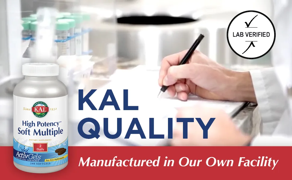 KAL High Potency Soft Multiple Softgels 240 Count 240 Count (Pack of 1) - KAL High Potency Soft Multiple ActivGels Soft Gel Multivitamins for Men & Women 240 Softgels