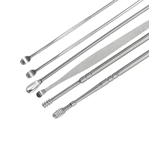 VOCOSTE 7Pcs Stainless Steel Ear Cleansing Tool Set Ear Cleaner Ear Care Set with Titanium Storage Case - MORE OPTIONS: