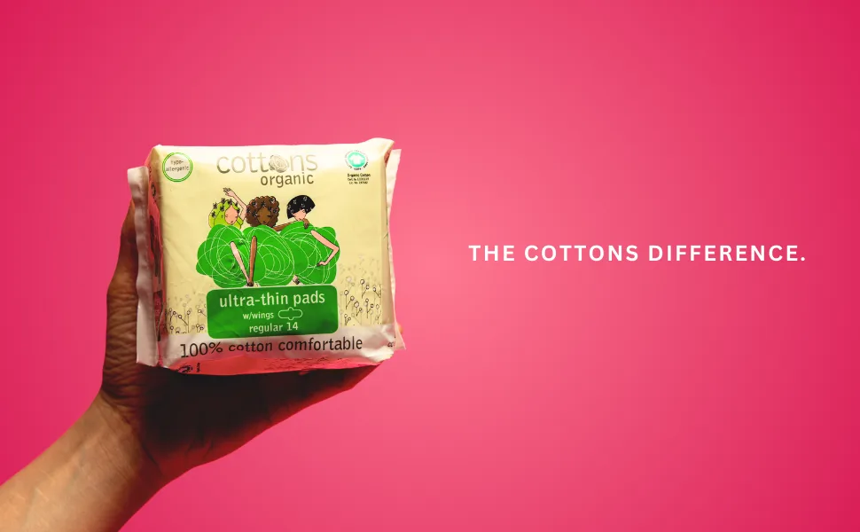 Cottons Ultra-Thin Pads with Wings 14-Individually Wrapped Unscented Chlorine Free Certified Organic Cotton Coversheet - Regular Absorbency (Single Pack) - ultra thin regular