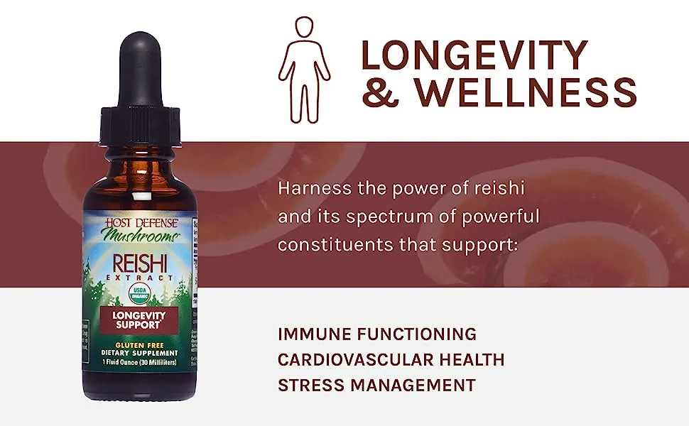 Host Defense Reishi Extract Supports General Wellness and Vitality Mushroom Supplement Plain 1 fl oz 1 Fl Oz (Pack of 1) - product information 2