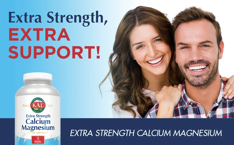 KAL Extra Strength Calcium Magnesium Tablets 250 Count 250 Count (Pack of 1) - KAL Extra Strength Calcium Magnesium 1000mg/500mg Rapid Disintegration Vegetarian 250 Tablets