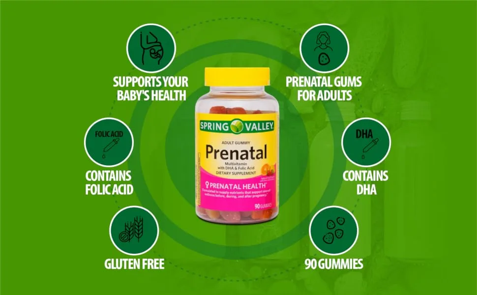 Spring Valley Prenatal Multivitamin Gummies 90 Ct Bundle with Exclusive Vitamins & Minerals - A to Z - Better Idea Guide (2 Items) 90.0 Servings (Pack of 1) - Ads 3