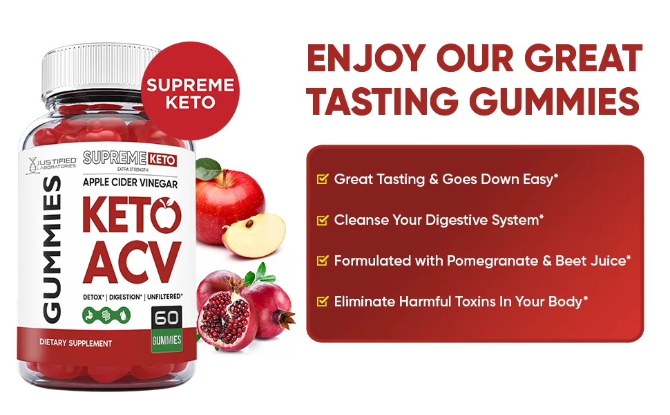 Justified Laboratories (2 Pack) Supreme Keto ACV Gummies 1000MG with Pomegranate Juice Beet Root B12 120 Gummys 60.0 Servings (Pack of 1) - Supreme Keto ACV Gummies