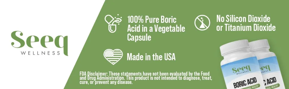 Seeq Wellness Boric Acid Vaginal Suppositories - Helps Support Odor Control and Balance Vaginal PH Made in USA - 30 Count - Boric Update