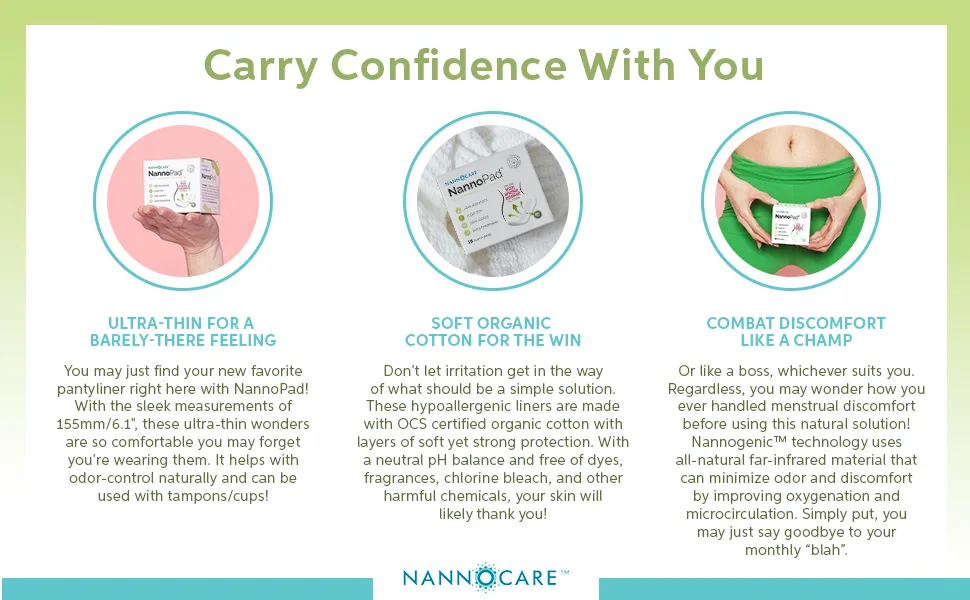 NannoPad Pantyliners - Made with Organic Cotton (18 Count (Pack of 1)) Nannocare - NAnno