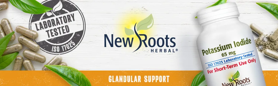 New Roots Herbal Potassium Iodide 65 mg KI Supplement | 60 Tablets for Thyroid Support | Iodine - YODO Naciente 60 Count (Pack of 1) - Potassium Iodide