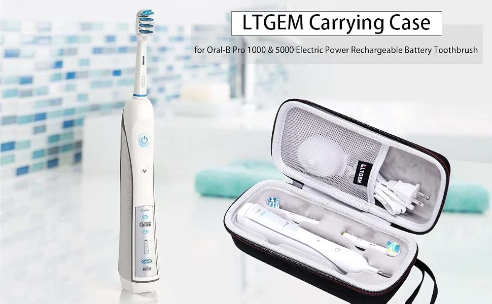 LTGEM EVA Hard Case for Oral-B Pro 1000/1500/2000/3000/3500 Power Rechargeable Electric Toothbrush (Sale Case Only) - LTGEM EVA Hard Case for Oral-B Pro 1000 & 5000 Electric Power Rechargeable Battery Toothbrush