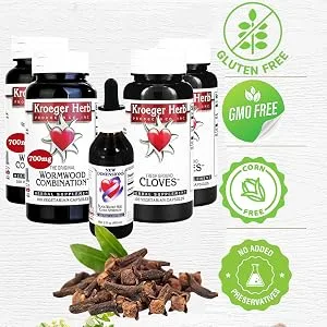 Wormwood Kit 5 Piece Kit Kroeger Herb Co 5 Count (Pack of 1) - Kit: wormwood combination cloves black walnut hull, no preservatives, GMO free, gluten free