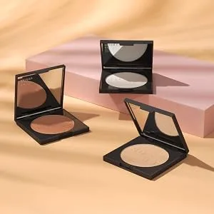 PYT Beauty Radiant Powder Highlighter Makeup Champagne Hypoallergenic Cruelty Free Vegan 1 Count Front Row / Champagne - pyt beauty