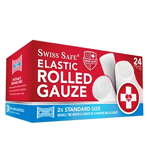 Swiss Safe Long Elastic Stretch Gauze Rolls 4 Inch x 8 Yards (6 Pack) - Extra Value Gauze Rolls