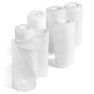 Swiss Safe Long Elastic Stretch Gauze Rolls 4 Inch x 8 Yards (6 Pack) - Rolls upright