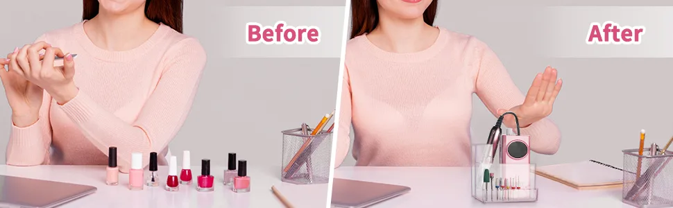 FRCOLOR Nail Drill Grinding Bit Holder Box Professional Nail Art Polishing Grinding Drill Bit Holder Display Storage Box Bit Case Organizer for Nails Pink - professional nail drill