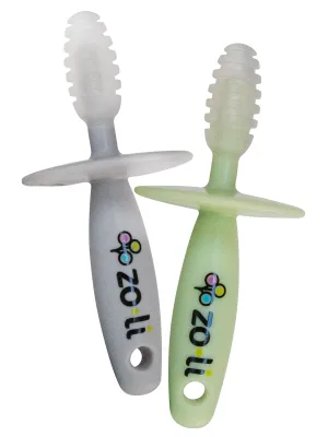 ZoLi Chubby Gummy teether | 2 Pack Baby Teething Relief - Blue / Grey BPA Free Teething Stick - ZoLi teething stick, teething toy, zoli baby teether, best teether, baby teething tricks