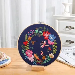 Mocoosy 3 Pack Embroidery Starter Kit with Pattern and Instructions Stamped Embroidery Kit for Beginners Cross Stitch Sets Sewing Craft Include 3 Embroidery Fabric 3 Bamboo Hoops and Color Threads - embroidery starter kit