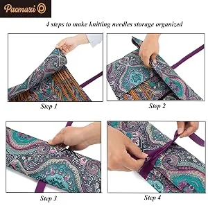 Pacmaxi Foldable Knitting Needles Storage Case Up to 14 Inch Rolling Knitting Needles Holder for Straight and Circular Knitting Needles(NO Accessories Included) Blue - knitting needles case