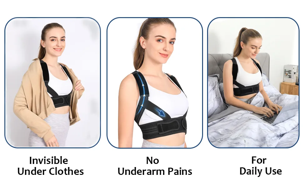 Mercase Posture Corrector for Women and Men Back Support Brace for Posture Shoulder Kyphosis Scoliosis Rounded Shoulder Corrector Fully Adjustable and Breathable (Large) - posture corrector