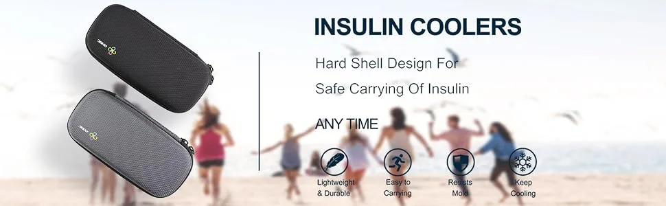 SHBC Insulin Cooler Travel Case for Diabetic Organize Medication Insulated Cooling Bag with 2 Ice Packs Gary Gray - product information 2