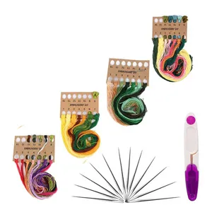 Tcbasrt 4Pack Embroidery Kit for Beginners with Pattern and Instructions Cross Stitch Kits Include 2 Embroidery Hoop 4 Embroidery Clothes with Plants Flowers Pattern Color Threads(Multicolor) - Embroidery thread
