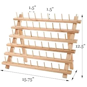 Tosnail 2 Pack 60 Spools Wooden Thread Holder Thread Rack Sewing and Embroidery Thread Organizer - Wooden Thread Holder Thread Rack