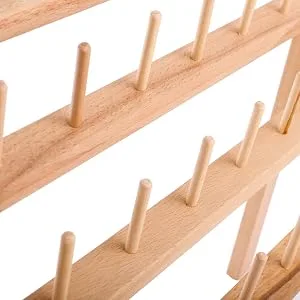 Tosnail 2 Pack 60 Spools Wooden Thread Holder Thread Rack Sewing and Embroidery Thread Organizer - Wooden Thread Holder Thread Rack