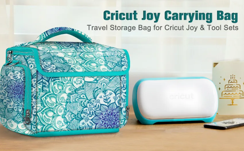 FINPAC Portable Carrying Bag for Cricut Joy Storage Organizer Tote Bag Carrying Case with Supplies Storage Sections (Emerald Illusions) *Emerald Illusions - ABPB