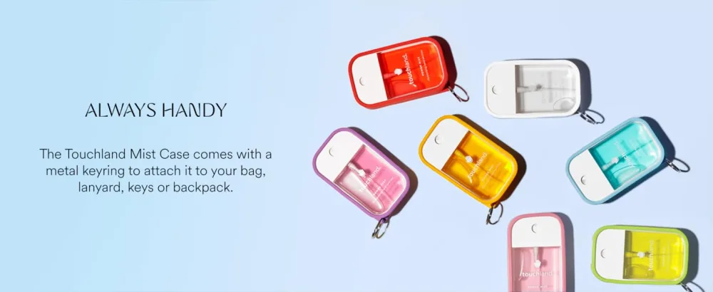 Touchland Mist Case for Power and Glow (1FL OZ) Protective Stylish Sanitizer Accessory Silicone with Keyring White - touchland mist case hand sanitizer black pink purple blue trendy cute fashion accessory key chain