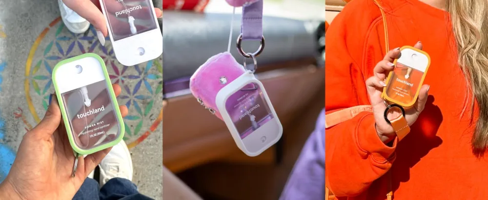 Touchland Mist Case for Power and Glow (1FL OZ) Protective Stylish Sanitizer Accessory Silicone with Keyring White - touchland mist case hand sanitizer black pink purple blue trendy cute fashion accessory key chain