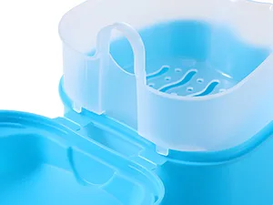 JMU Denture Bath Case Denture Cup for Soaking Dentures Orthodontic Retainer Case with Strainer Basket Tray Retainer Cleaner Case for Both Bottom and Top Dentures Mouth Guard Invisalign - JMU Denture Bath Case