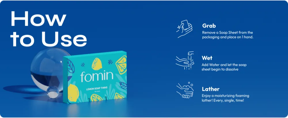 FOMIN - Antibacterial Paper Soap Sheets for Hand Washing - (100 Sheets) Rose Portable Travel Soap Sheets Dissolvable Camping Mini Soap Portable Soap Sheets Rose (Single Pack) - How to use
