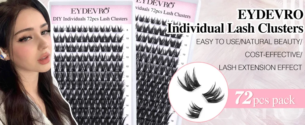 Lash Clusters Individual Lashes 72 pcs DIY Eyelash Extension Pack CC Curl 8-16mm Mixed Length Wispy Natural Spiky Cluster Lashes Pack by EYDEVRO Spiky C+ Curl 8-16mm Mixed - Y28-29F