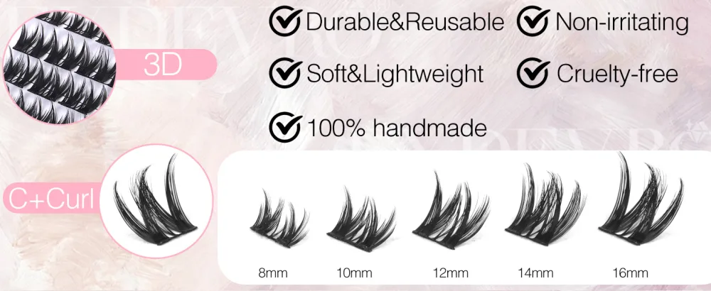 Lash Clusters Individual Lashes 72 pcs DIY Eyelash Extension Pack CC Curl 8-16mm Mixed Length Wispy Natural Spiky Cluster Lashes Pack by EYDEVRO Spiky C+ Curl 8-16mm Mixed - Y28-29F
