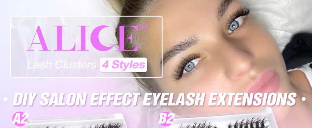 Cluster Lashes Wispy Eyelash Extensions 3D Flat DIY Flat Lash Clusters Individual Faux Mink Lashes False Eyelashes Pack by ALICE C2 - Lash Clusters