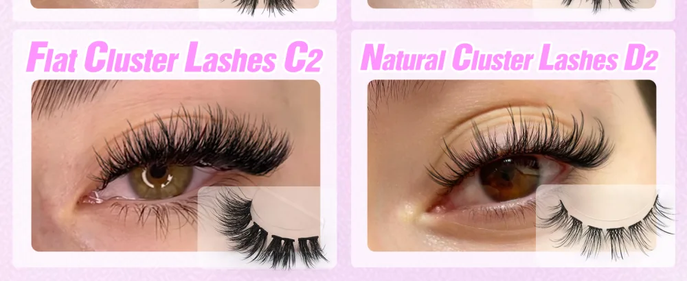 Cluster Lashes Wispy Eyelash Extensions 3D Flat DIY Flat Lash Clusters Individual Faux Mink Lashes False Eyelashes Pack by ALICE C2 - Lash Clusters