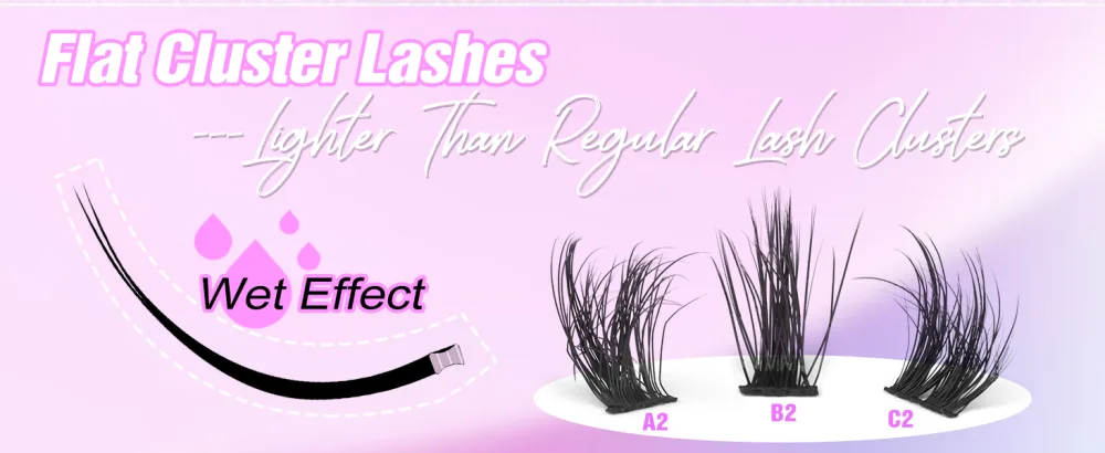 Cluster Lashes Wispy Eyelash Extensions 3D Flat DIY Flat Lash Clusters Individual Faux Mink Lashes False Eyelashes Pack by ALICE C2 - Lash Clusters