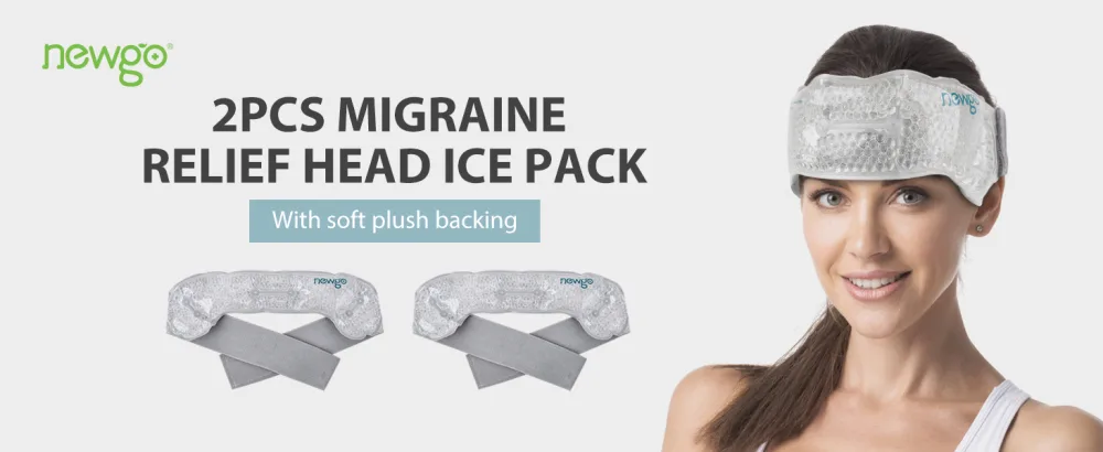 NEWGO Ice Pack for Head 2 Pack Migraine Headband with Gel Bead & Soft Plush Backing Hot or Cold Therapy Ice Wrap for Headaches Sinus Pain Relief Head Wrap-2 Pack - head ice pack