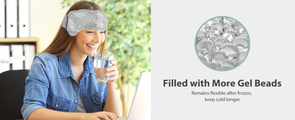 NEWGO Ice Pack for Head 2 Pack Migraine Headband with Gel Bead & Soft Plush Backing Hot or Cold Therapy Ice Wrap for Headaches Sinus Pain Relief Head Wrap-2 Pack - ice pack