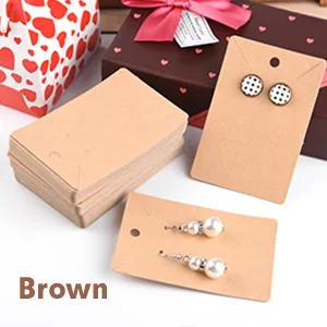 TUPARKA 120 Pack Earring Holder Cards Necklace Display Cards with 120pcs Bags Earring Display Cards Kraft Paper Tags for Ear Studs Brown - Earring Holder Cards