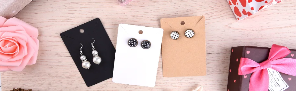 TUPARKA 120 Pack Earring Holder Cards Necklace Display Cards with 120pcs Bags Earring Display Cards Kraft Paper Tags for Ear Studs Brown - Earring Holder Cards