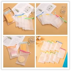 Magnoloran 20 Pack Mesh Soap Saver Pouch Double Layer Exfoliating Mesh Soap Saver Pouch Bubble Foam Net Handmade Soap Mesh Bag Body Facial Cleaning Tool - Mesh Soap Saver Pouch