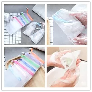 Magnoloran 20 Pack Mesh Soap Saver Pouch Double Layer Exfoliating Mesh Soap Saver Pouch Bubble Foam Net Handmade Soap Mesh Bag Body Facial Cleaning Tool - Mesh Soap Saver Pouch