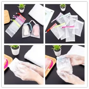 Magnoloran 20 Pack Mesh Soap Saver Pouch Double Layer Exfoliating Mesh Soap Saver Pouch Bubble Foam Net Handmade Soap Mesh Bag Body Facial Cleaning Tool - Mesh Soap Saver Pouch