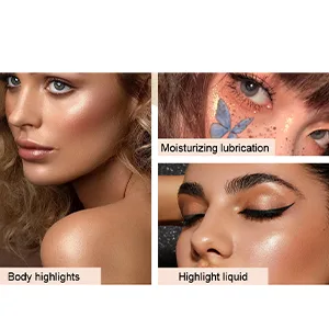 KWOLYKIM 2 Pack Blue And Gold Liquid Highlighter Makeup Face and Body Luminizer Three Dimensional Face Shimmer Glow Illuminator Smooth Shine Shimmer Cream Bronzer Moisturizing Leg Body Makeup Highlighter - Moisturizing Body Highlighter