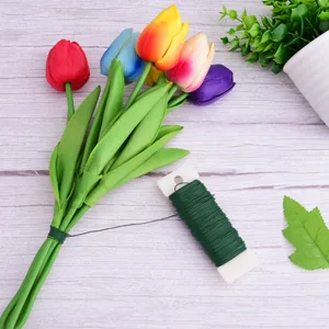 Hapeper 22 Gauge Floral Flexible Paddle Wire for Christmas Wreath Tree Flower Arrangements 3 Pack 114 Yards (Green) - Floral wire