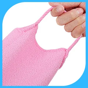 WXJ13 4 Packs Nylon Back Exfoliator Exfoliating Back Scrubber with Handles Exfoliating Towel Body Exfoliator Back Washer Scrubber Stretchable Pull Strap Exfoliating Washcloth for Body Shower - Body Exfoliator