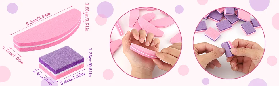 70 Count Nail Buffer Block 100/180 Grit Mini Nail Buffer Arc Shape Nail Buffers Bulk for Acrylic Nails Buffer Manicure Tools - product information 2