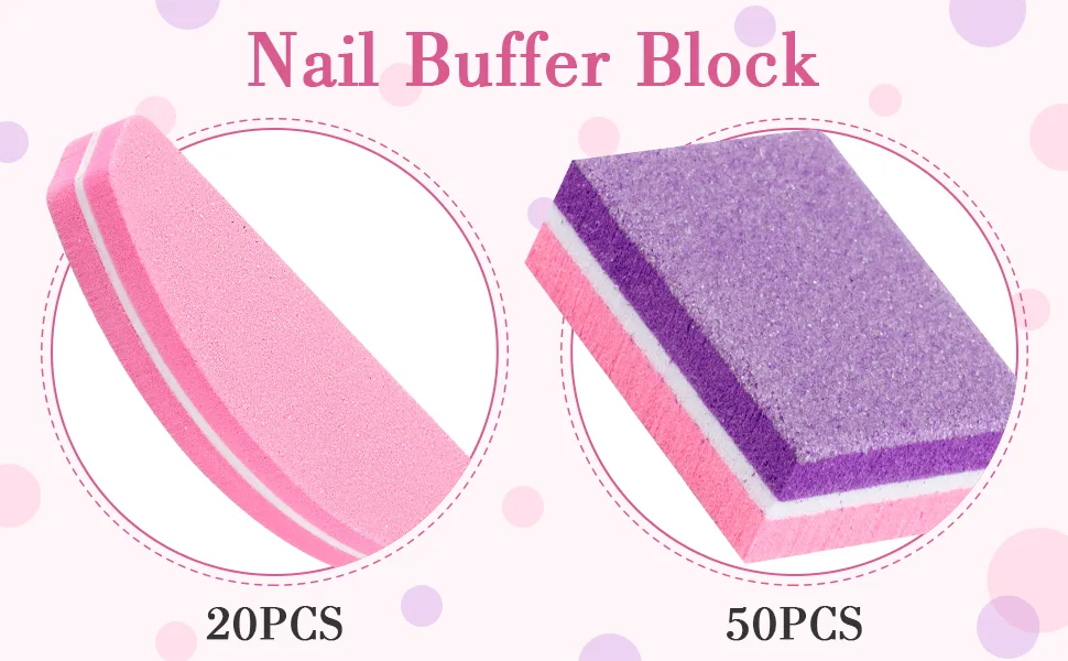 70 Count Nail Buffer Block 100/180 Grit Mini Nail Buffer Arc Shape Nail Buffers Bulk for Acrylic Nails Buffer Manicure Tools - product information 3